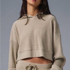 ALO Yoga Tan Ribbed Hoodie